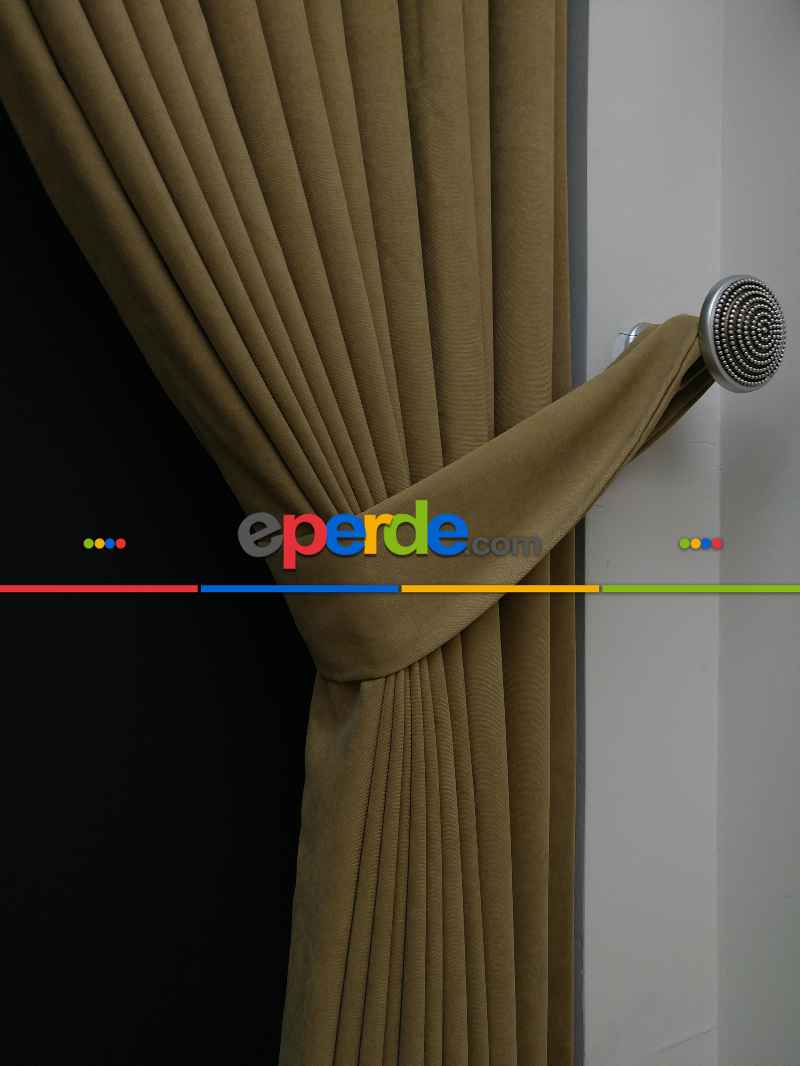 Düz Renk Dökümlü Fon Perde (150)- Haki