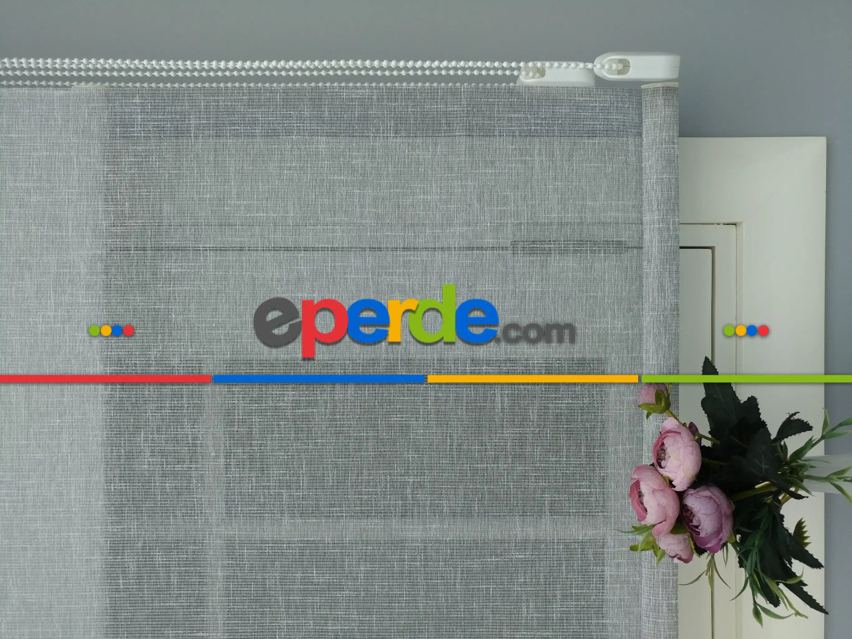 Çiftli Sistem Naturel Keten Tül Stor- Gri-füme-antrasit