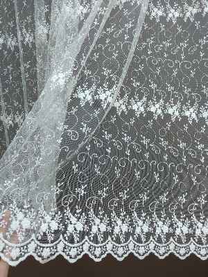 Brode İşlemeli Nakışlı Tül Perde- Ekru