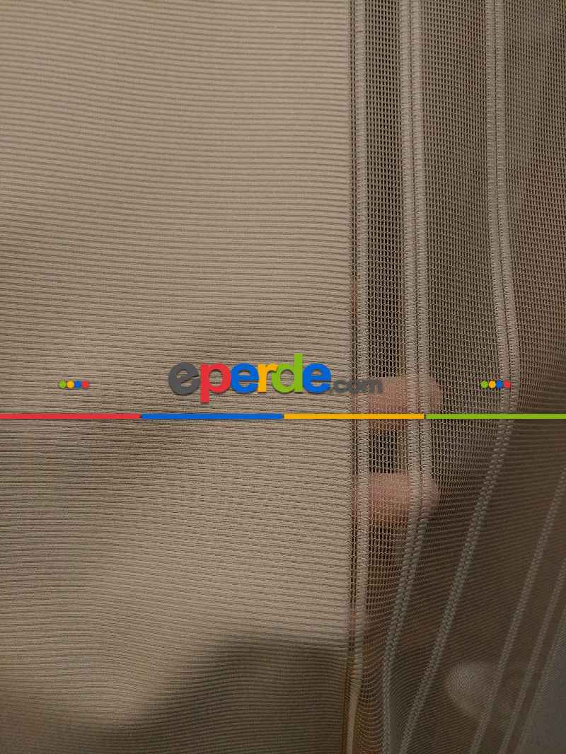 Mutfak - Lens Akıllı Dikey Tül Perde 118- Beyaz-kahve Koyu-vizon Rengi- Çok Renkli 2-taş Rengi