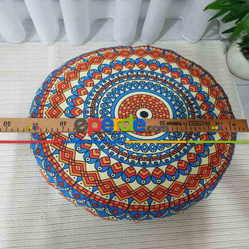 Mandala Yuvarlak Yer Minderi 45 Cm Çapında-  Çok Renkli 2