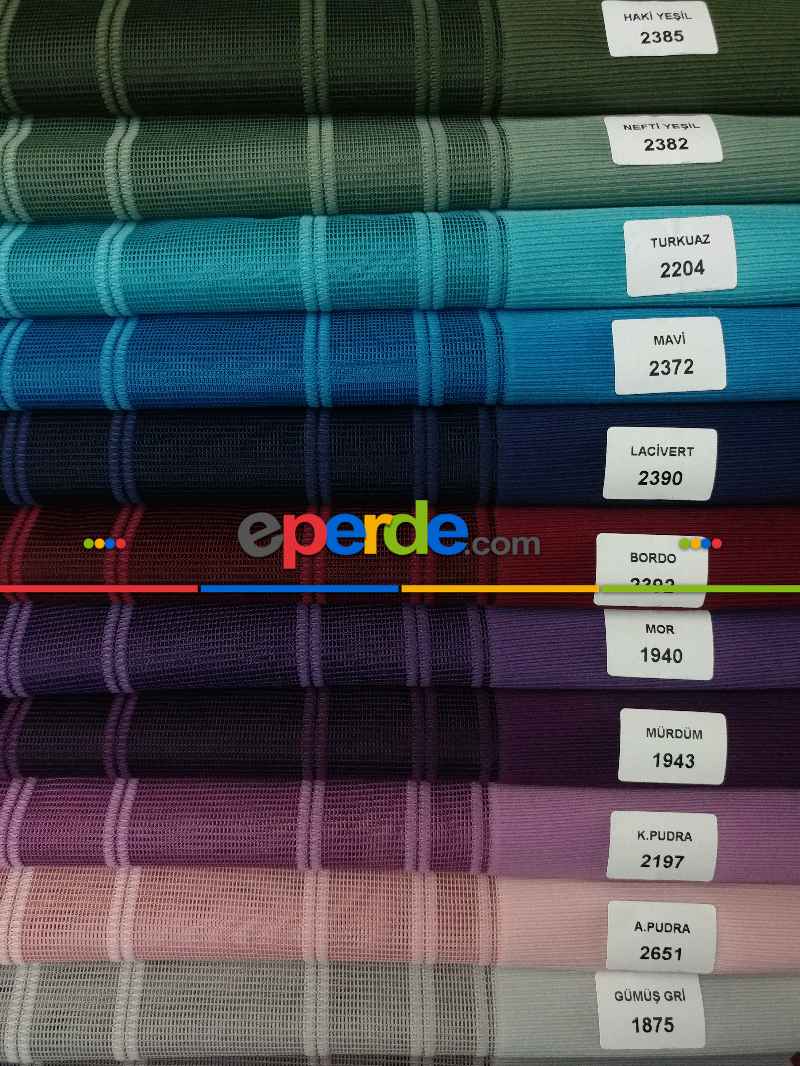 Lens Akıllı Dikey Tül Perde 115- Beyaz-kiremit Rengi-hardal