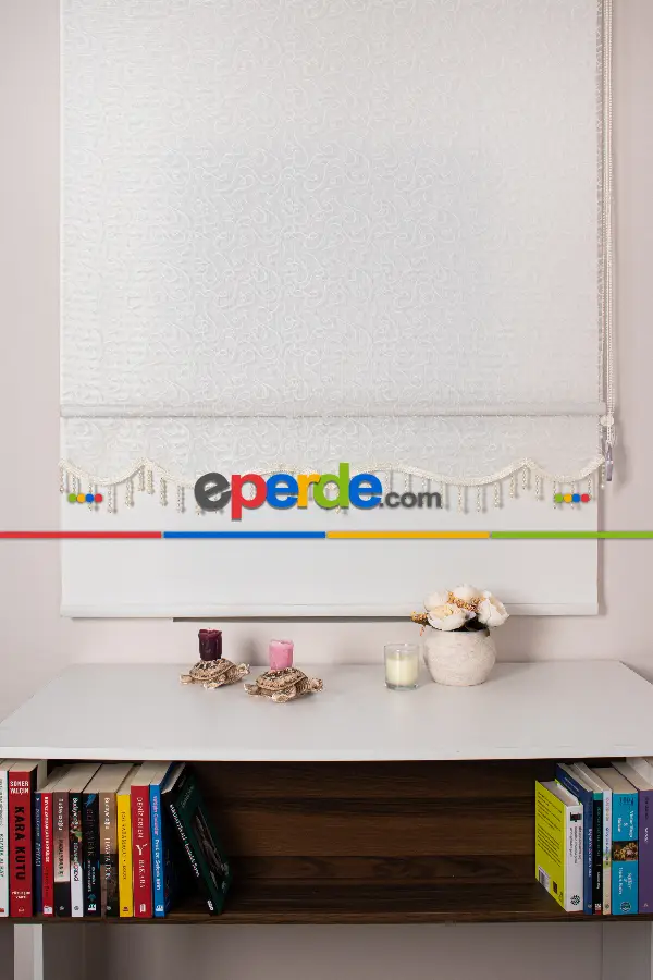 Brillant - Yeni Sezon Spor Model Stor Perde - Çiftli Sistem Tül Ve Stor Perde - Ekru Renk