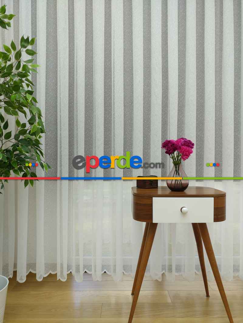 Kdk Örme Dantel Tül Perde- Krem-ekru