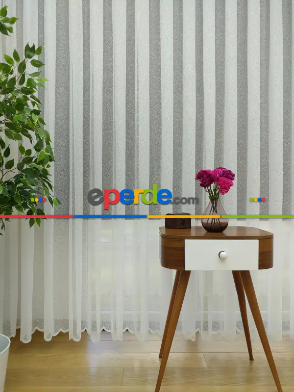 Salon Tül Perde - Kdk Örme Dantel Tül Perde- Krem