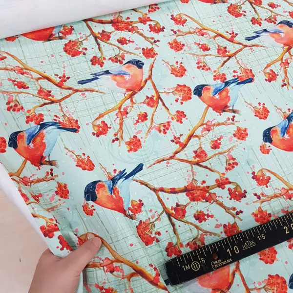 Mutfak Perdesi Kanat Fon Perde Kuş Desenli- Beyaz