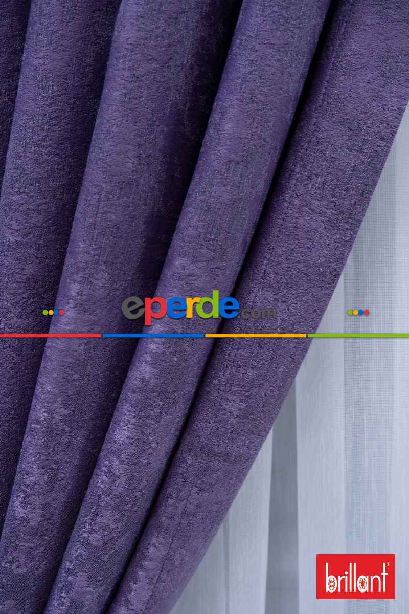 Yatak Odası - Brillant Jakar Fon Perde(Dökümlü Fon )- Mor-leylak