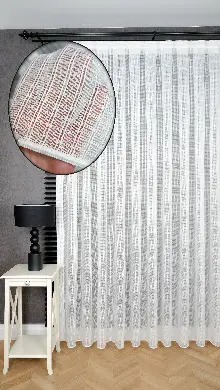 Exclusive Çizgili Kırık Beyaz Tül Perde Modern Dokuma Şık Salon Kırışmaz Mira