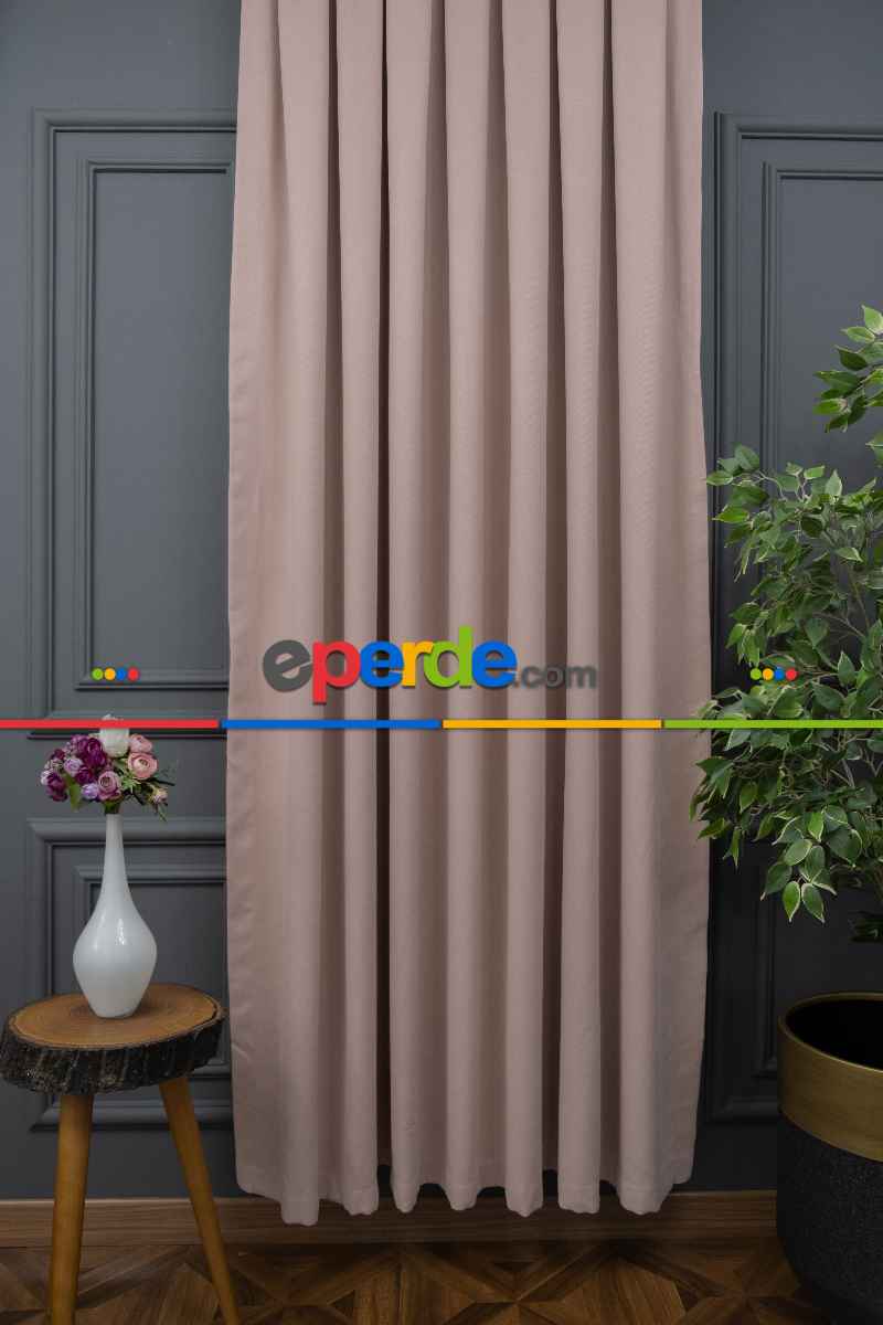 Pudra Pembesi Düz Fon Perde Dökümlü Fon Perde