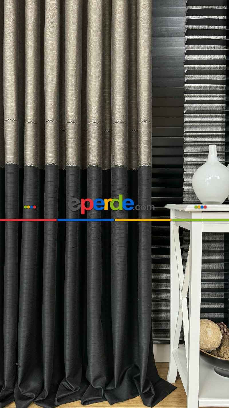 Açık Kahve Rengi / Siyah Fon Perde, Premium Serisi