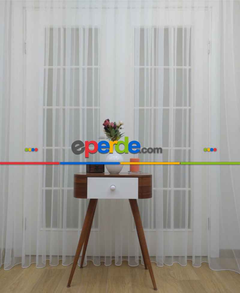 Mutfak Tül Grek Tül Perde - Petek Zemin - Kırık Beyaz- Ekru - Kurşunlu Tül - Ütü İstemez