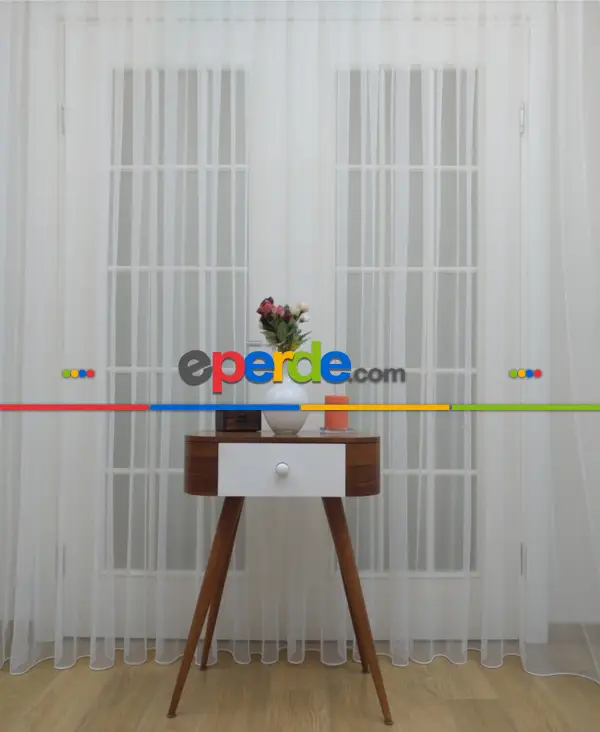 Grek Tül Perde - Petek Zemin - Kırık Beyaz- Ekru - Kurşunlu Tül - Ütü İstemez