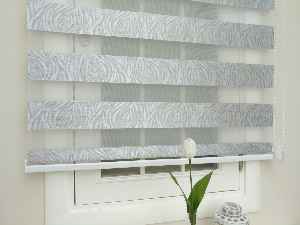 Gümüş Kabartmalı Jakarlı Zebra Perde- Gümüş