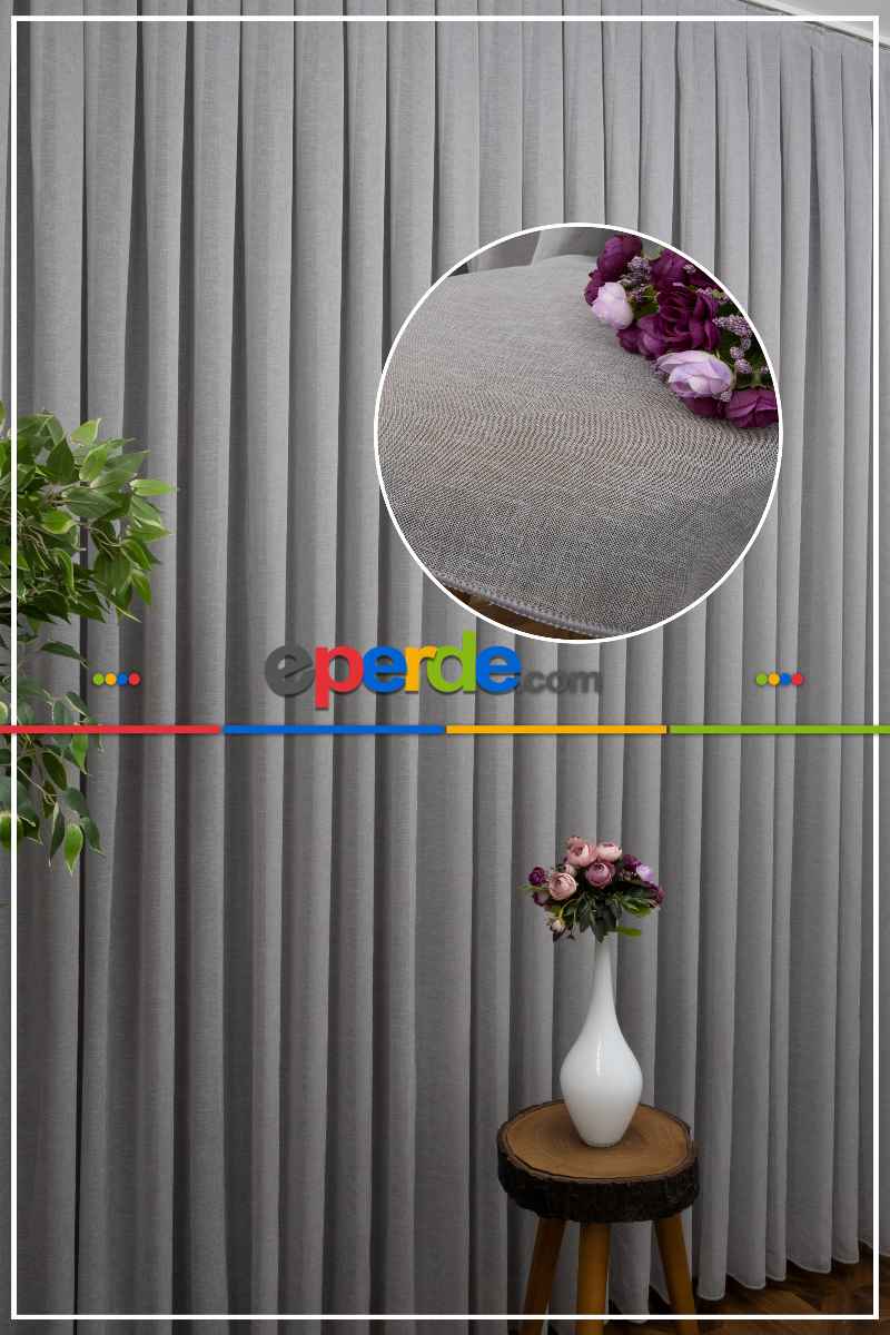 Natural Keten Tül Perde Gri - Kurşunlu Tül