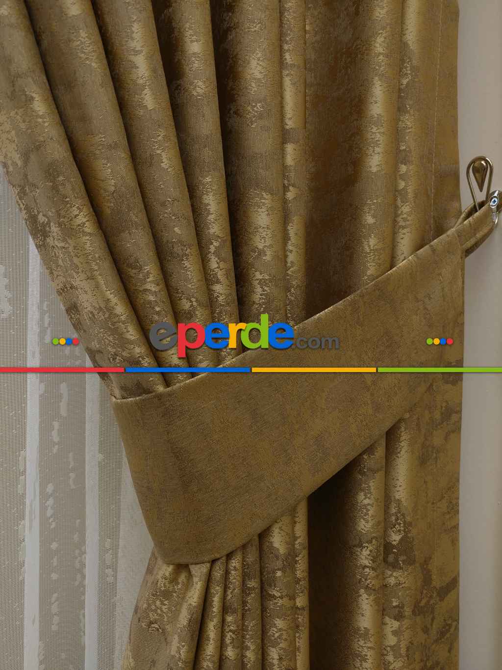 Patinedesenli Sütlü Kahve - Katyonik Jakar Fon Perde- Sütlü Kahve