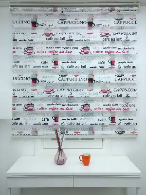 Mutfak Zebra Perde Desenli- Siyah Kırmızı