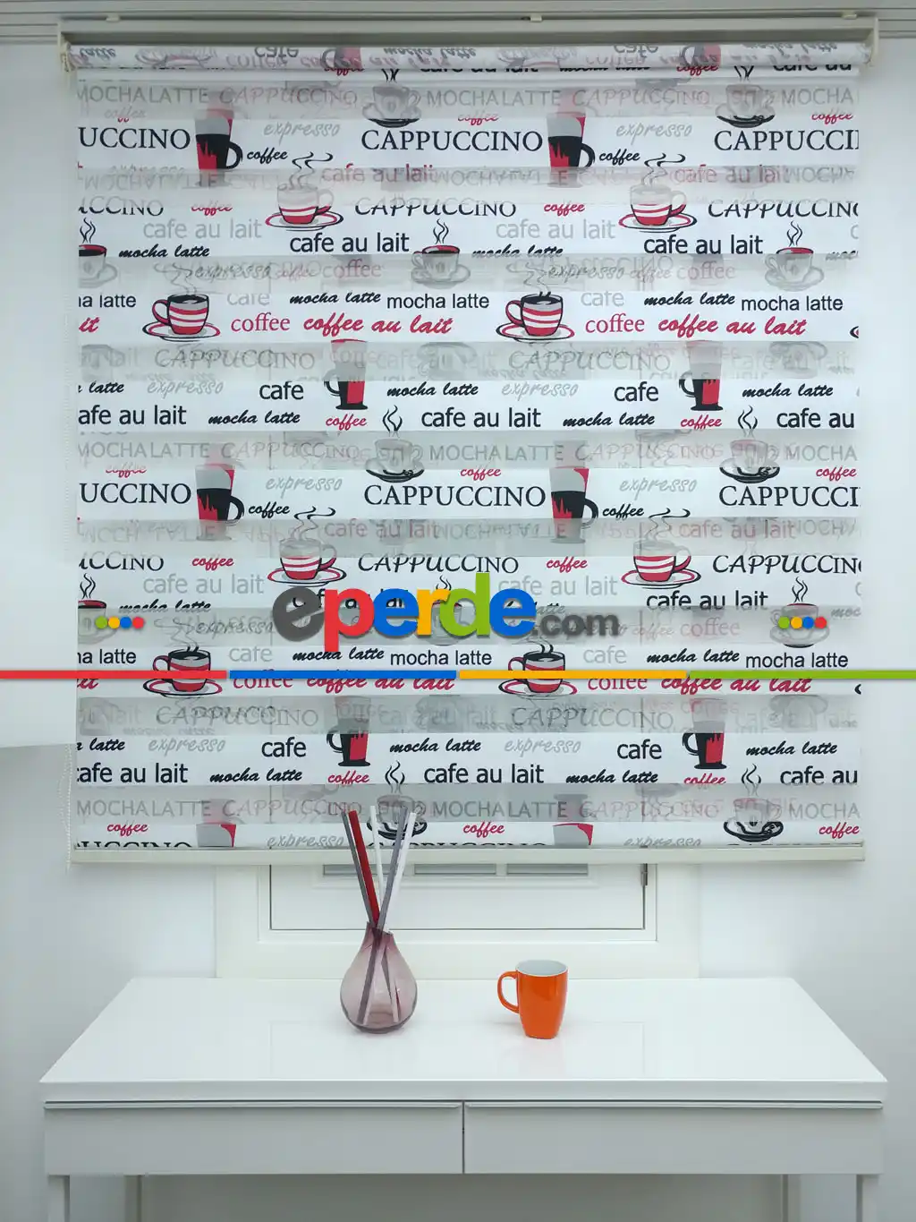 Mutfak Zebra Perde Desenli- Siyah Kırmızı