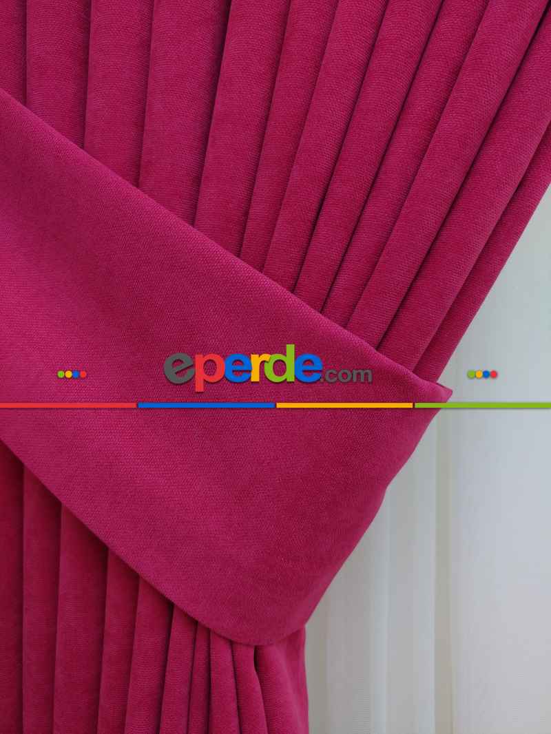 Fuşya Rengi - Düz Fon Perde ( Dökümlü Fon Perde)- Fuşya