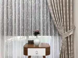 Bej - Katyonik Jakar Fon Perde- Bej