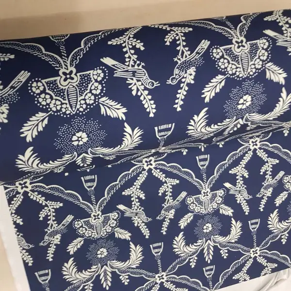 Lacivert Beyaz Kuş Desenli Fon Perde Evm716 Kumaşı Kalındır Duck Bezi Değildir- Lacivert-Beyaz