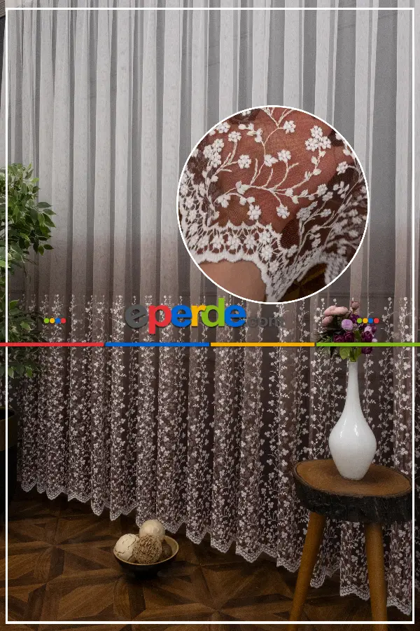 Salon - Etek Geniş Desenli Tasarım Tül