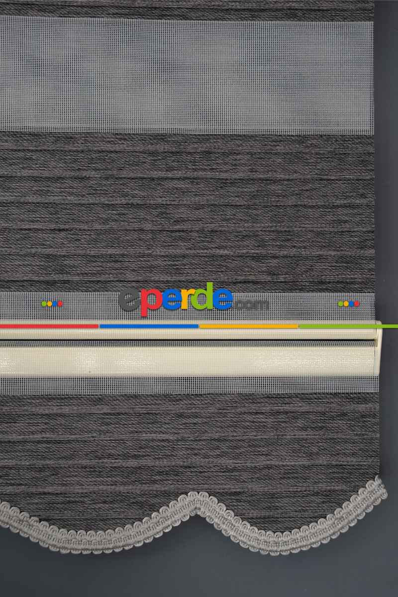 Halim Perdesan Kb-07 Siyah Renk Etekli Veya Eteksiz Karartma Zebra Stor Perde