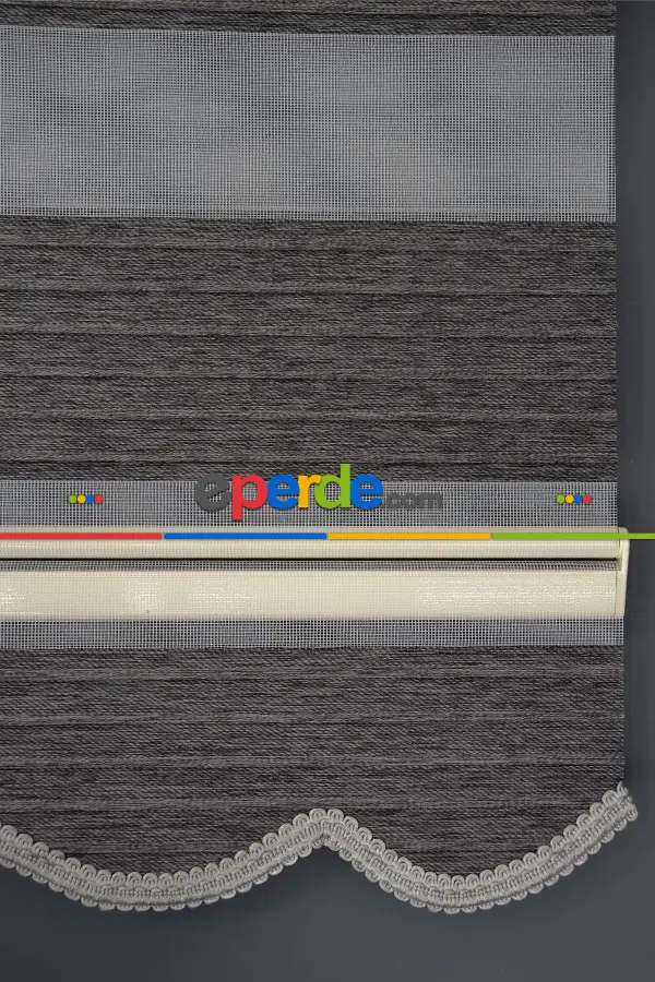 Halim Perdesan Kb-07 Siyah Renk Etekli Veya Eteksiz Karartma Zebra Stor Perde