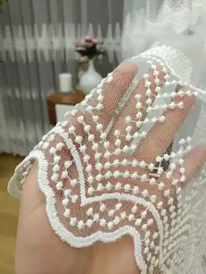 Brode İşlemeli Tül Perde Konak Özel Seri Elit 104- Ekru