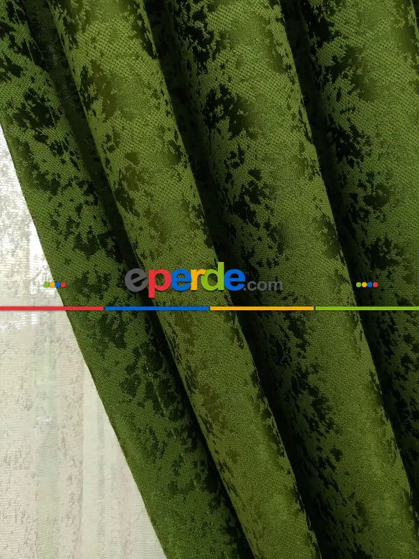 Yeşil Duz Jakar Fon Perde (150)- Yeşil