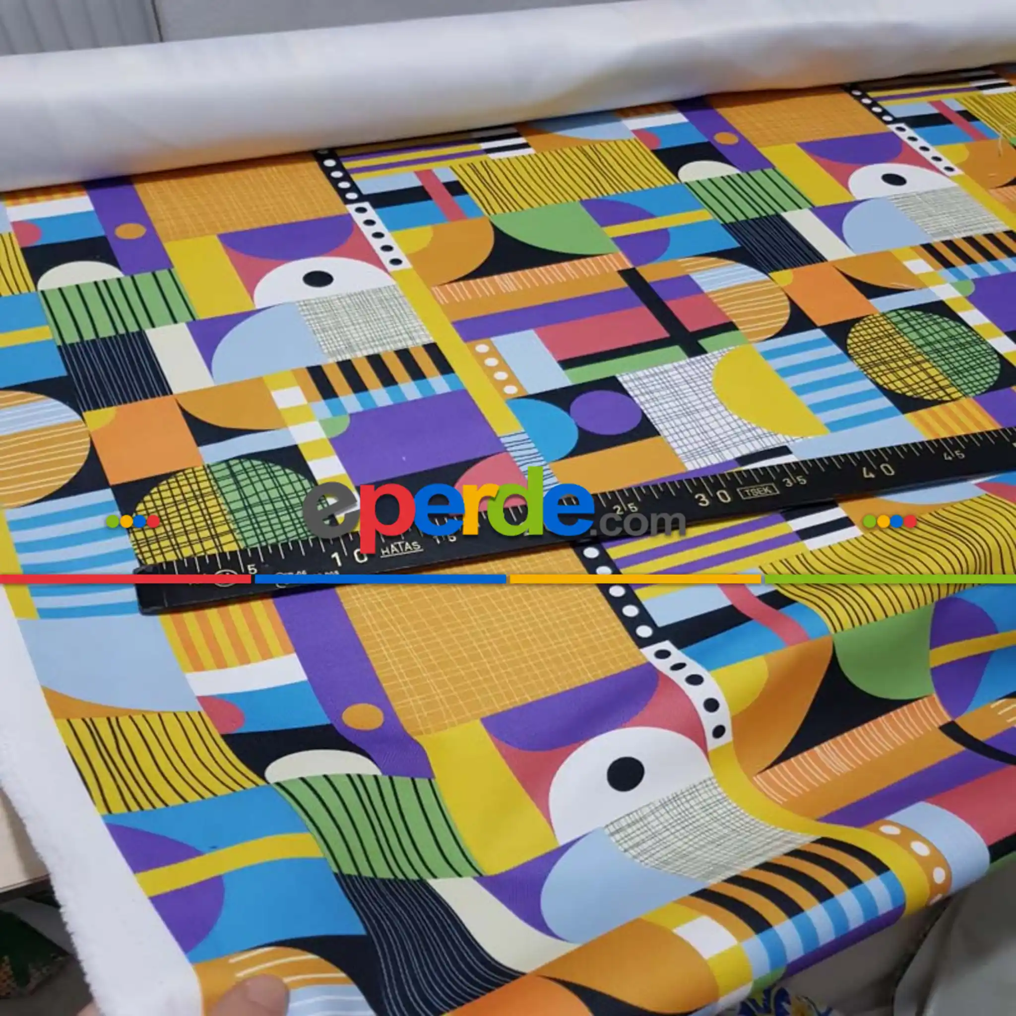 Çizgi Benek Desenli Fon Perde Evm527 Kumaşı Kalındır Duck Bezi Değildir- Siyah-Sarı-Beyaz-Çok Renkli