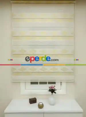Oturma Odası - Zebra Perde - 2022 Damask Altın Krem