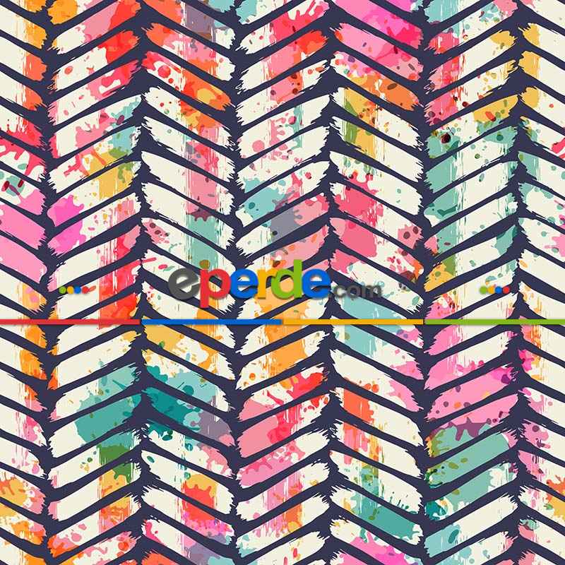 Modern Mutfak Perdesi Kanat Fon Perde Desenli- Lacivert