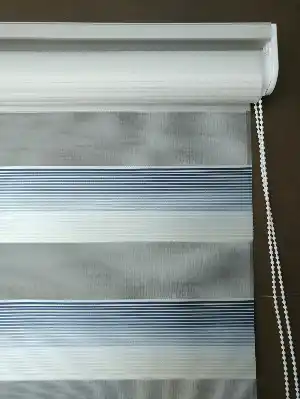 Zebra Perde - Micro Pilise - Degrade Renk Geçişli Zebra Perde- Mavi Doymamış-mavi Grimsi-ekru