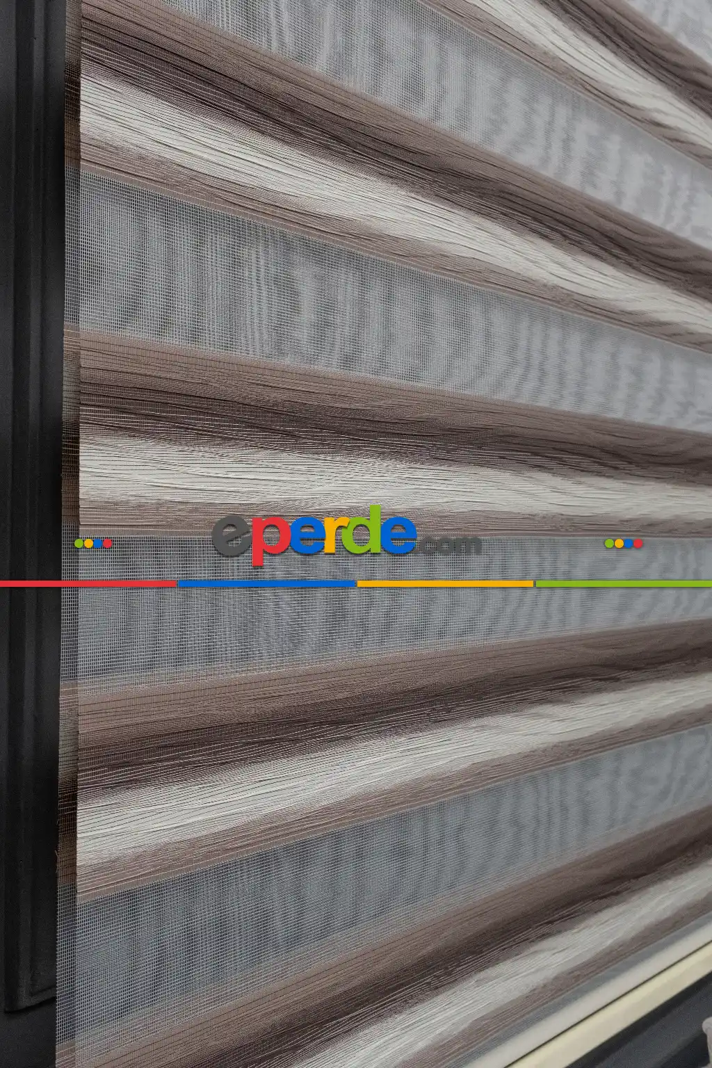 Zebra Perde - Degrade Vizon Renk Geçişli Kırık Pileli Zebra Perde, Vizon Kahverengi Krem Renklerde