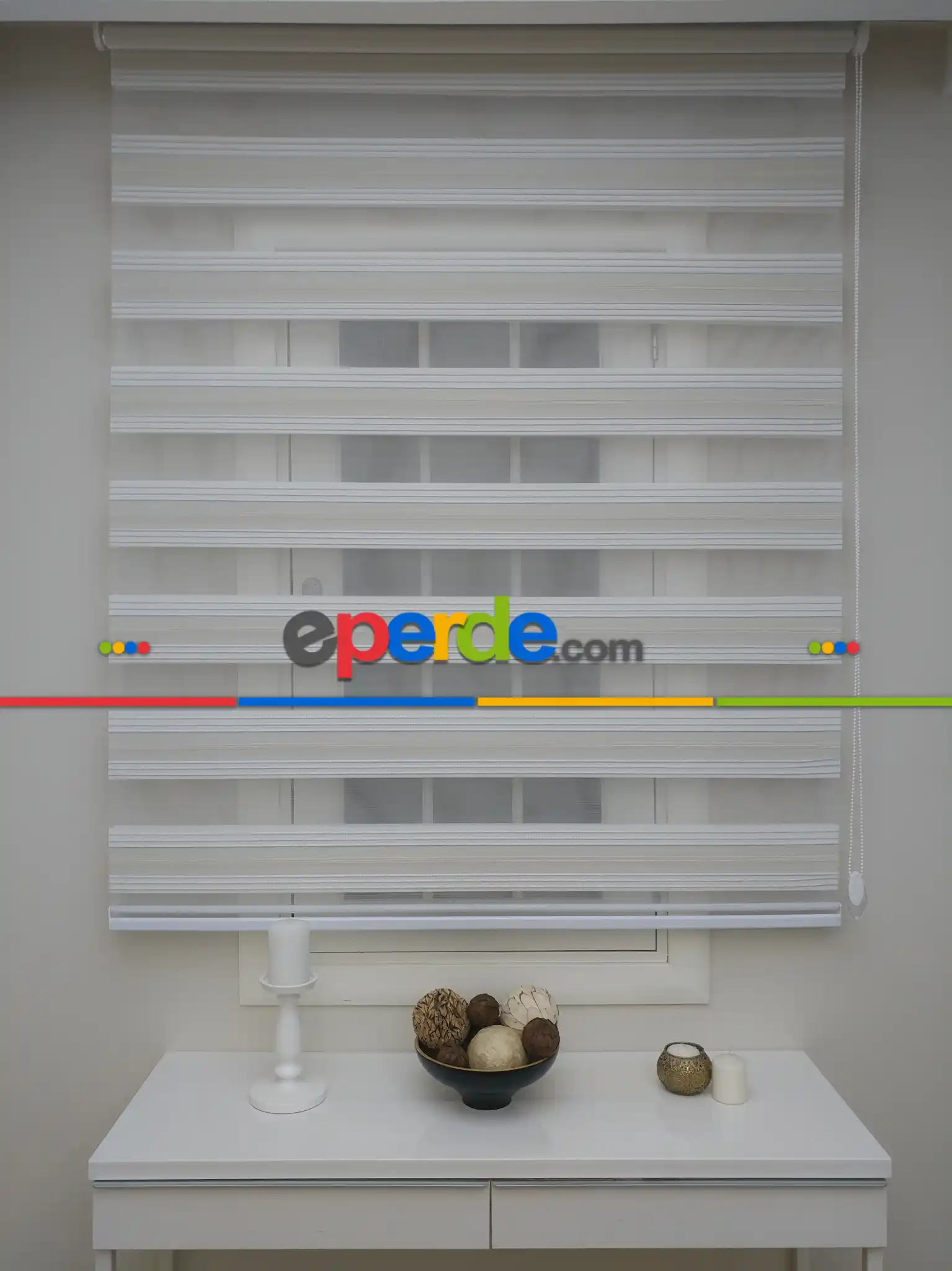 Oturma Odası - Elit Simli Pileli Krem Zebra Perde - Krem-altın Simli-gri Simli- Çok Renkli 3