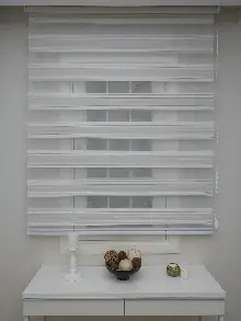 Mutfak- Elit Simli Pileli Krem Zebra Perde - Krem-altın Simli-gri Simli- Çok Renkli 3