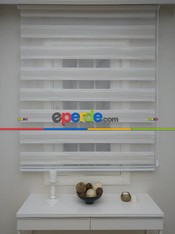 Oturma Odası - Elit Simli Pileli Krem Zebra Perde - Krem-altın Simli-gri Simli- Çok Renkli 3