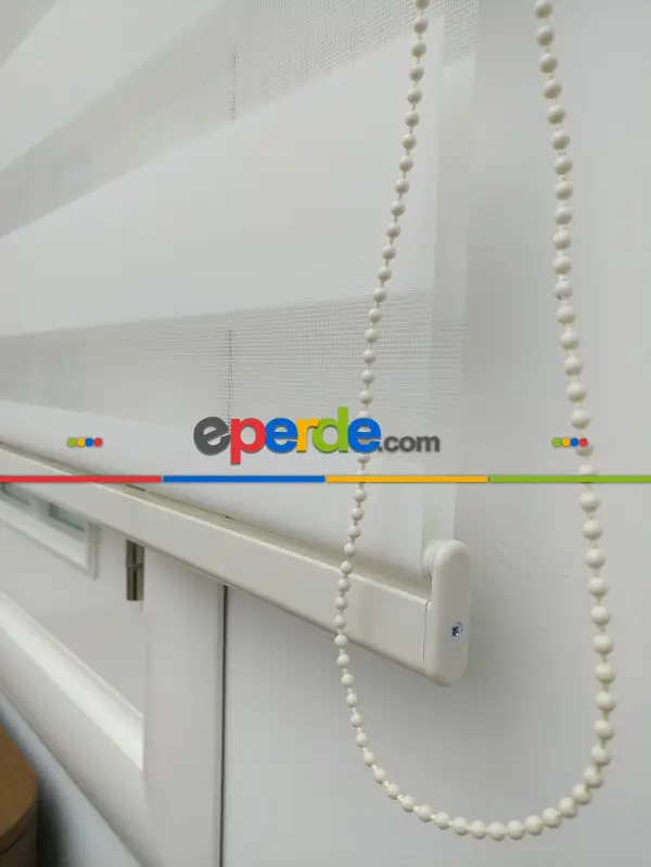 Zebra Perde-tual Ekru Renk Düz Zebra Perde- Ekru