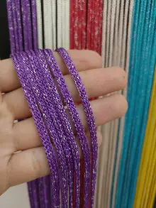 Eflatun Rengi Simli İp Perde Jumbo Zincir Serisi- Gümüş-eflatun