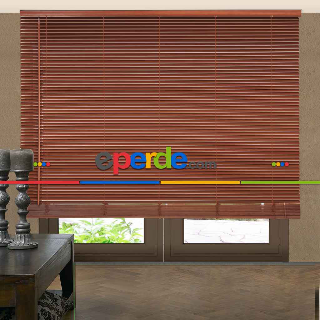 Mutfak Ahşap Jaluzi Perde- Kahverengi