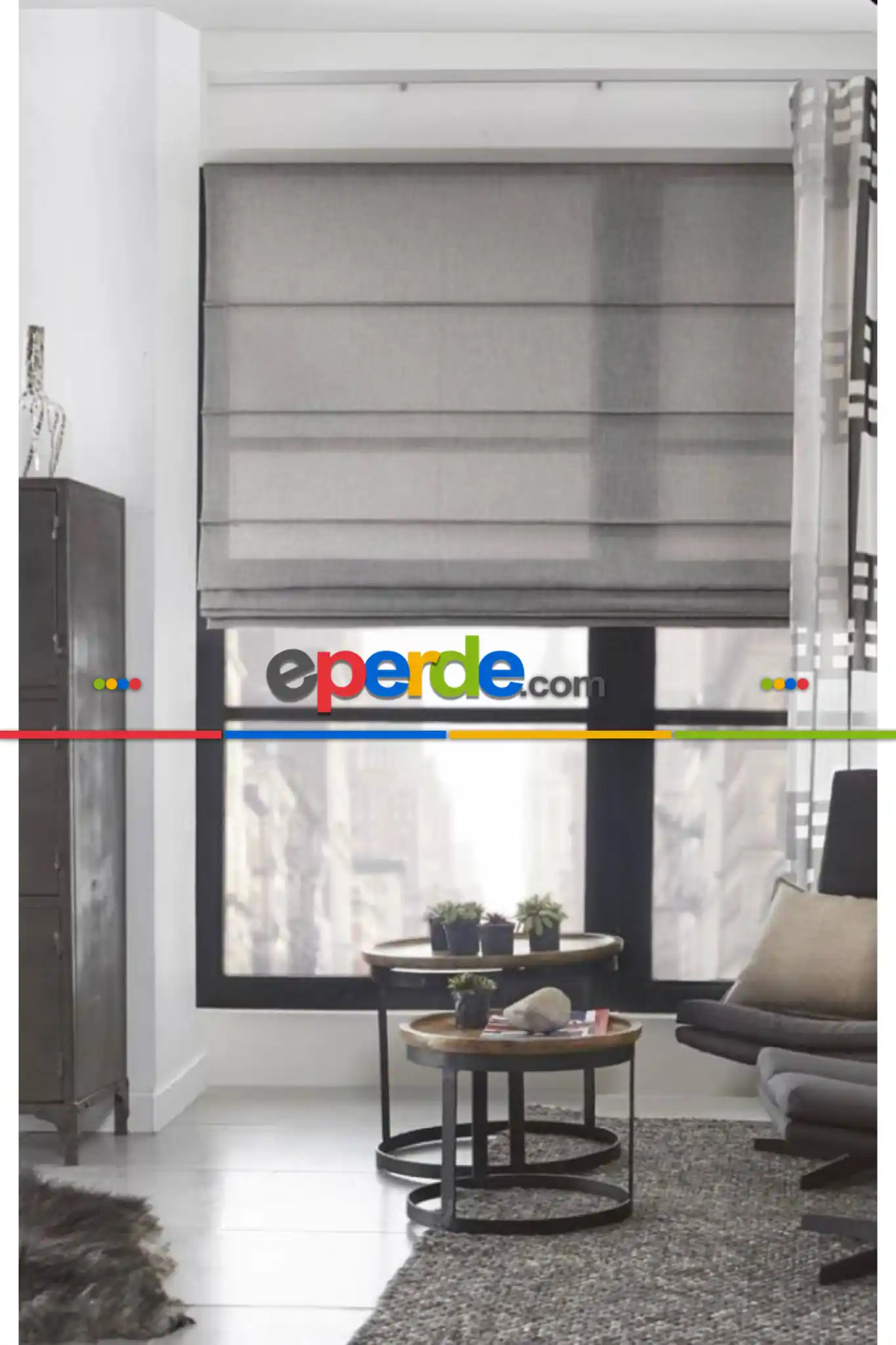 Bebek Odası - Katlamalı Perde Gri Keten Tül Katlamalı Perde