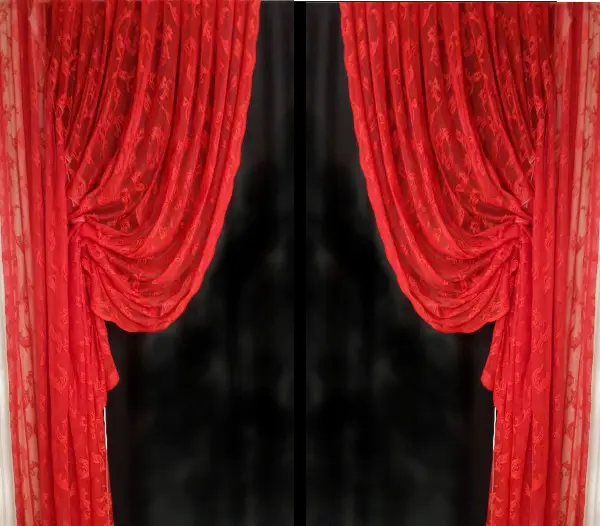 Tül Fon Kırmızı Fon Perde- Kırmızı