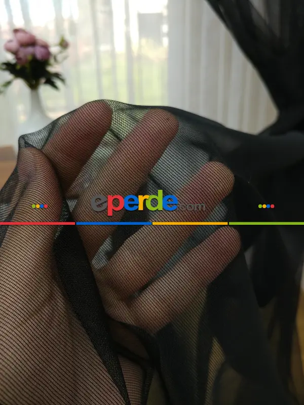 Armür Dokuma Düz Fon Perde- Siyah