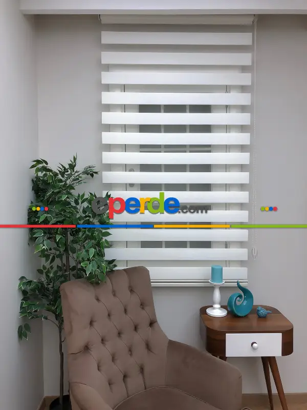 Yüksek Kalite Düz Zebra Perde - Ekru Renk- Ekru