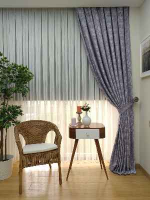 Patinedesenli Lila Koyu Renk Jakar Desenli Fon Perde- Lila Koyu Lila