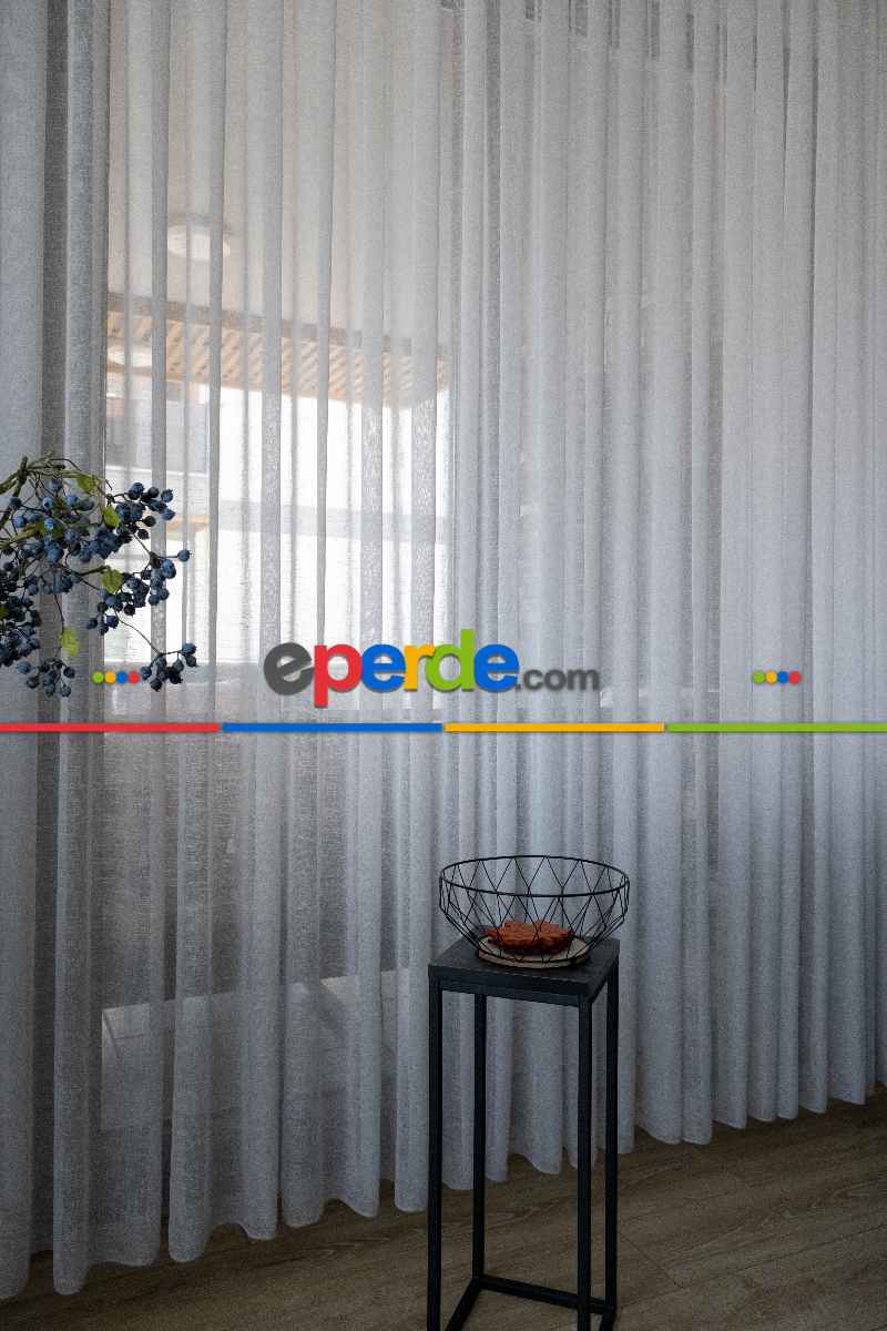 Oturma Odası - Naturel Keten Tül - Ekru - Kurşunlu Tül