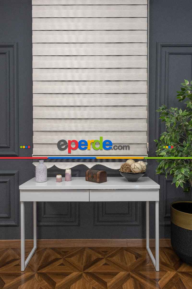 80x200 Hazır Krem Bambu Zebra Perde