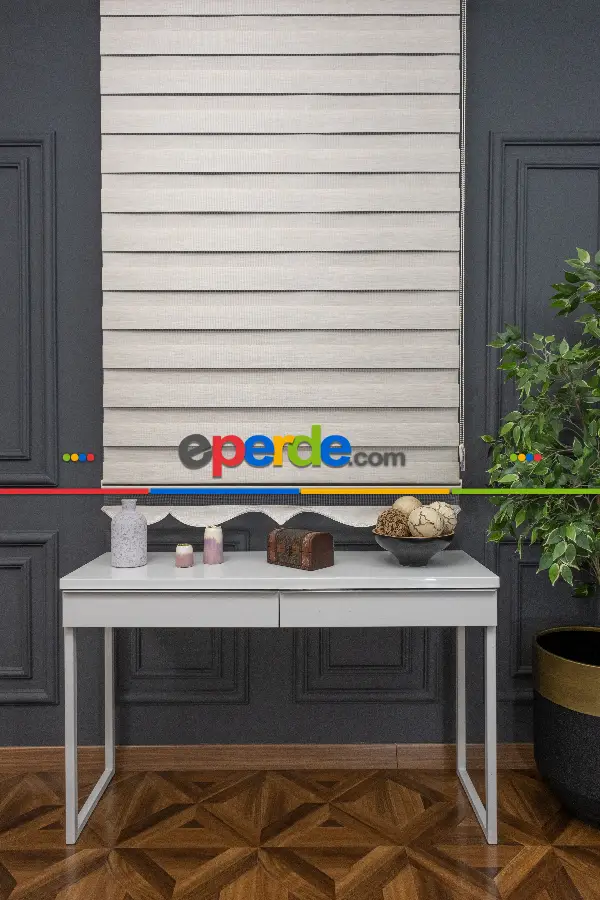 80x200 Hazır Krem Bambu Zebra Perde