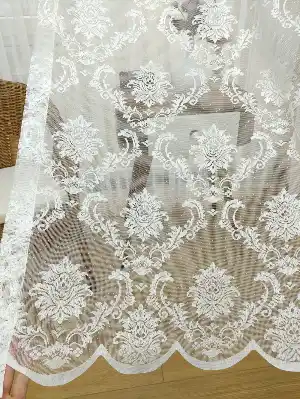 Tülden Fon Perde - Damaks Osmanlı Desen Ekru- Ekru