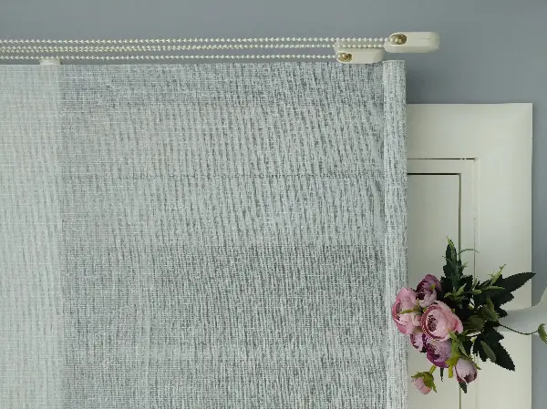 2025 Sezonu - Çiftli Sistem Naturel Keten Tül Stor- Mavi Grimsi